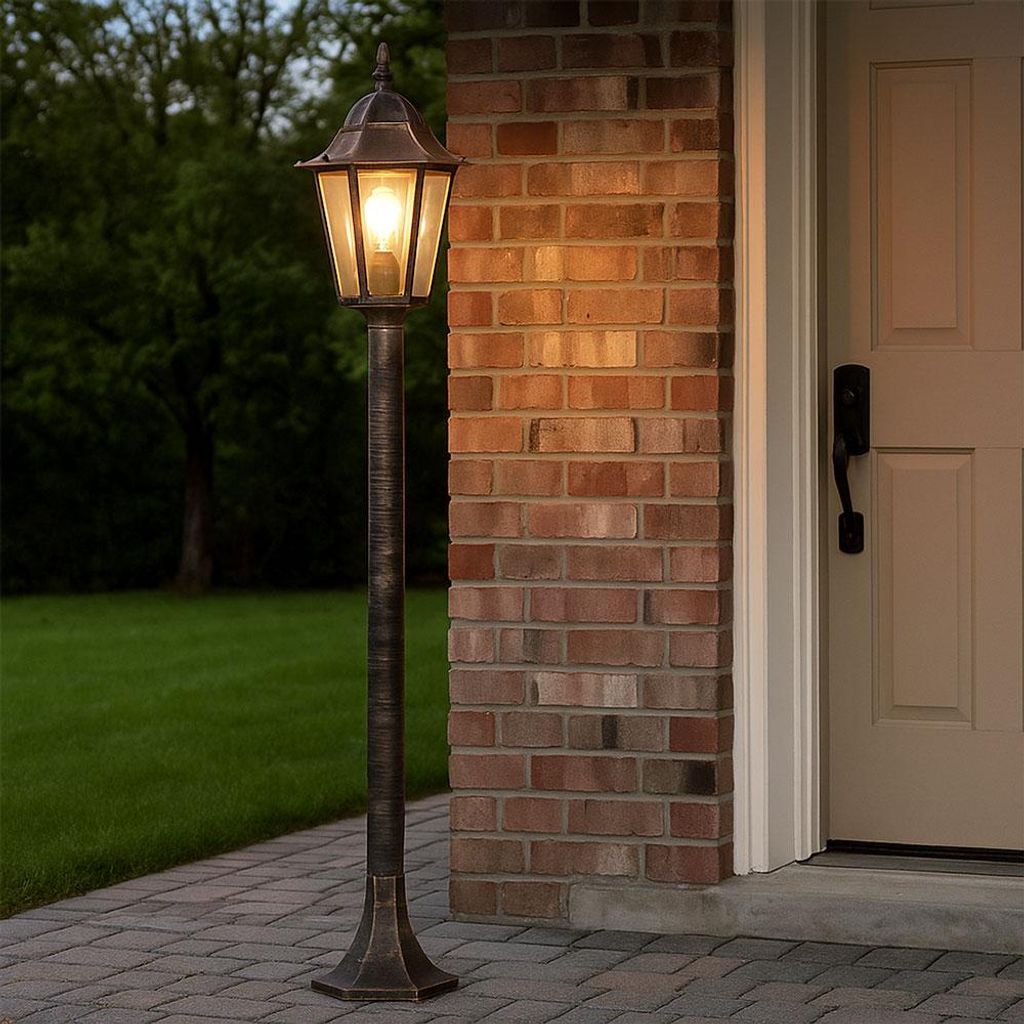 LED Außenstehleuchte, Laterne, Alu-Druckguss bronze, H 120 cm