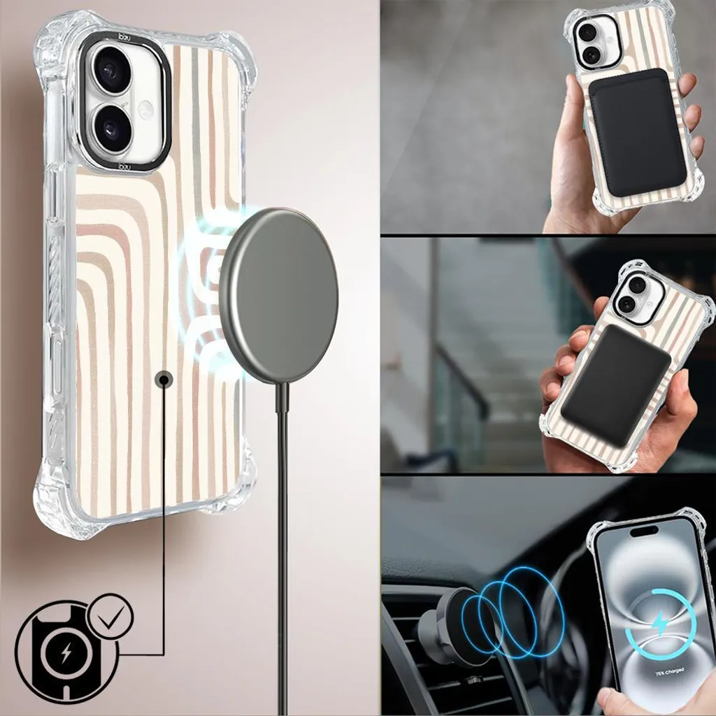 custodia IBIZU DropGuard Ultra per iPhone 16 Plus con MagSafe, Boho, Labirinto di sabbia - 8