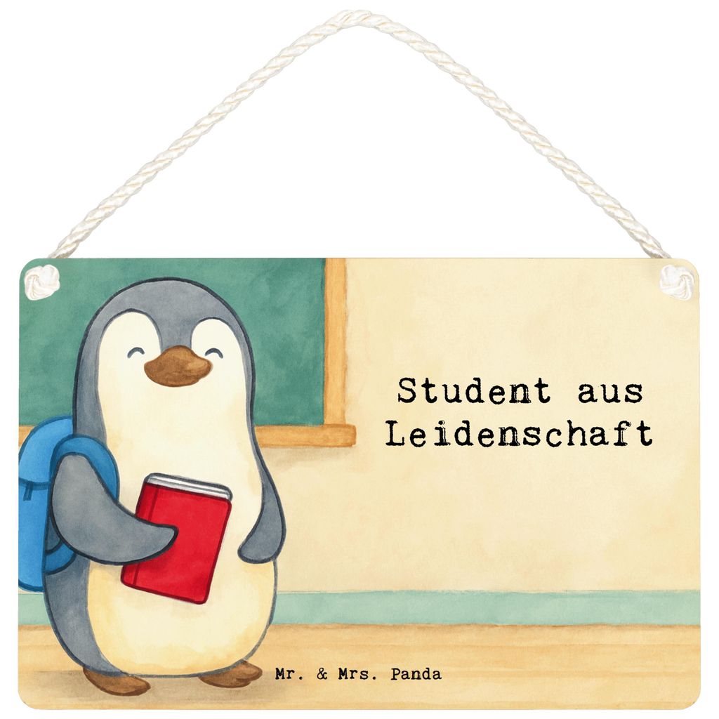 Mr. & Mrs. Panda Schild Student Leidenschaft Design DIN A6 - Weiß - Geschenk, kleine aufmerksamkeit, Türschild, hängeschild, holzbild, Wandbild ...