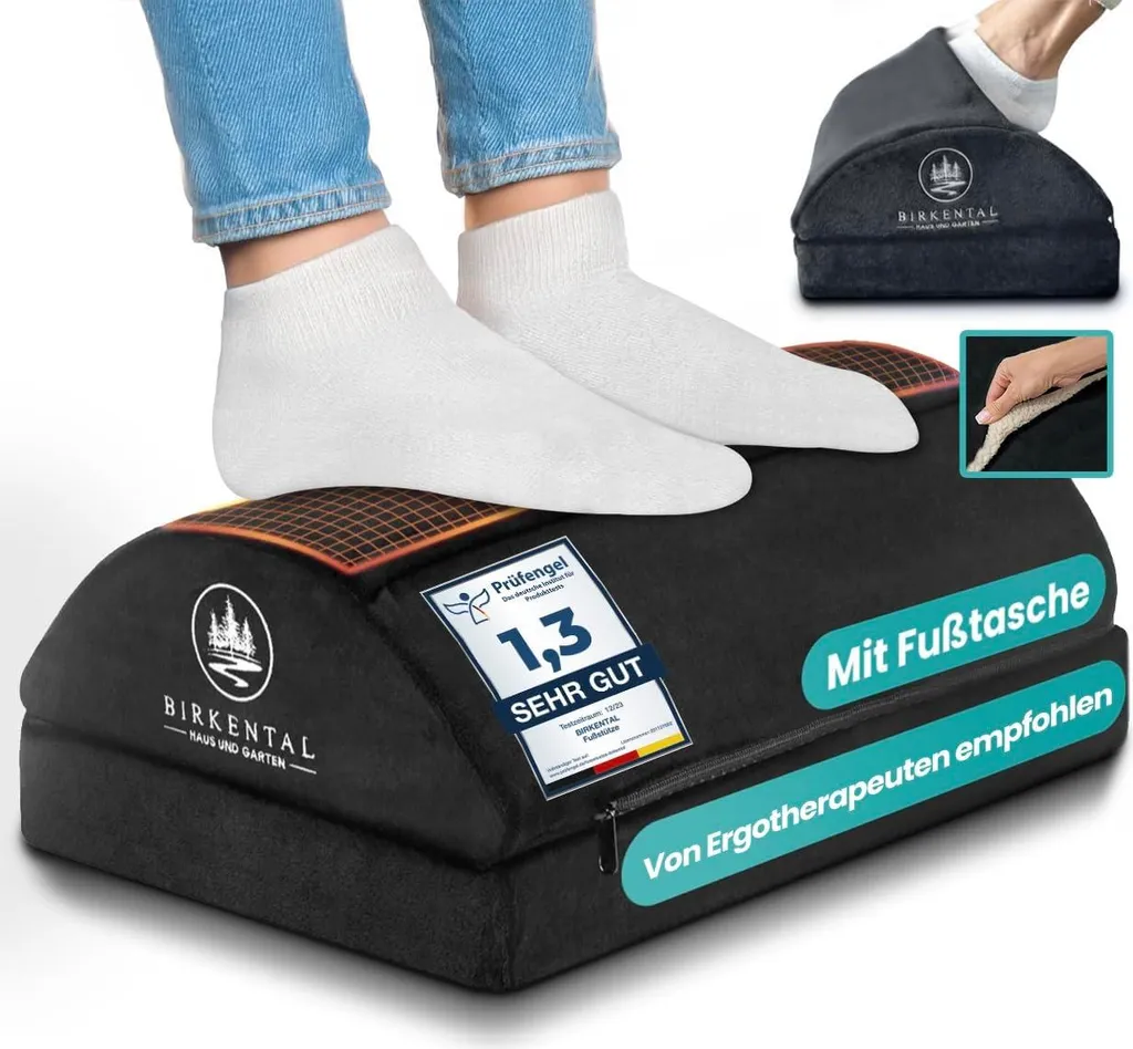 Repose-pieds ergonomique de bureau ErgoConfort Noir avec pochette