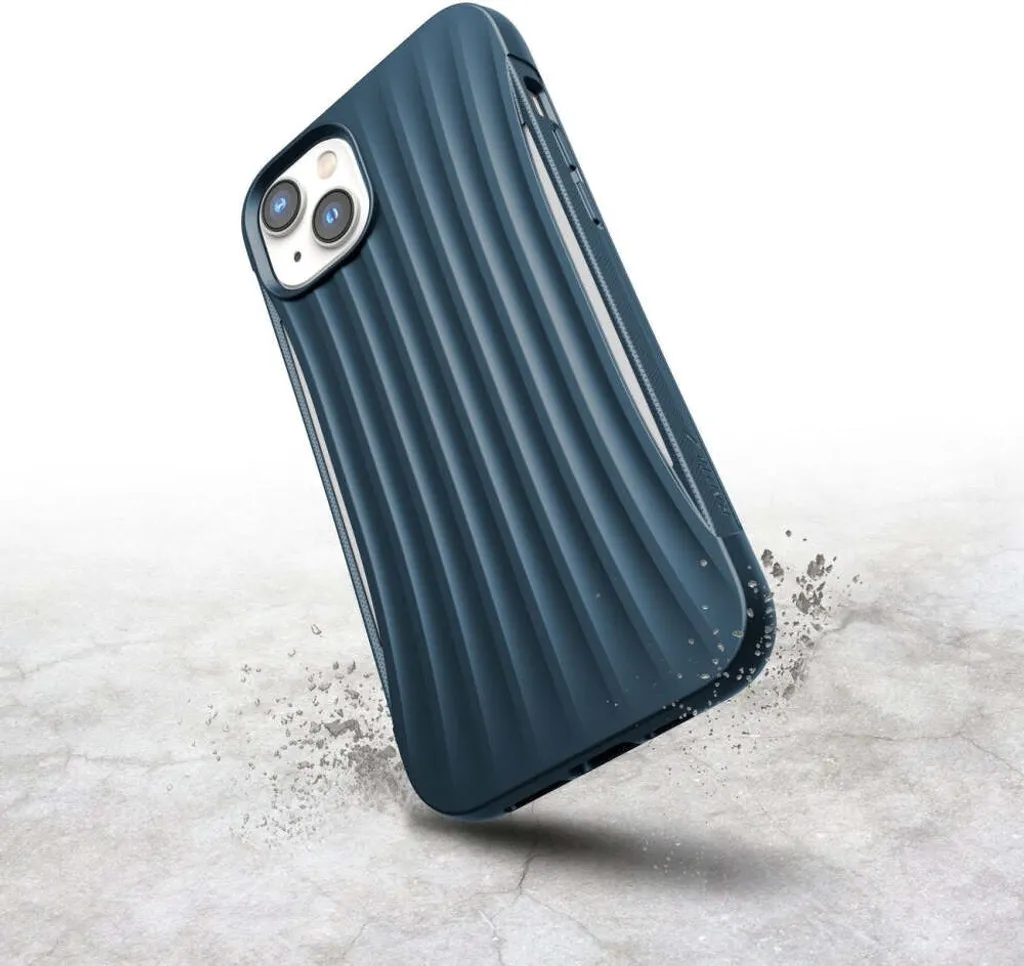 Coque iPhone 14 Raptic X-Doria dos bleu rigide bumper aluminium - 4