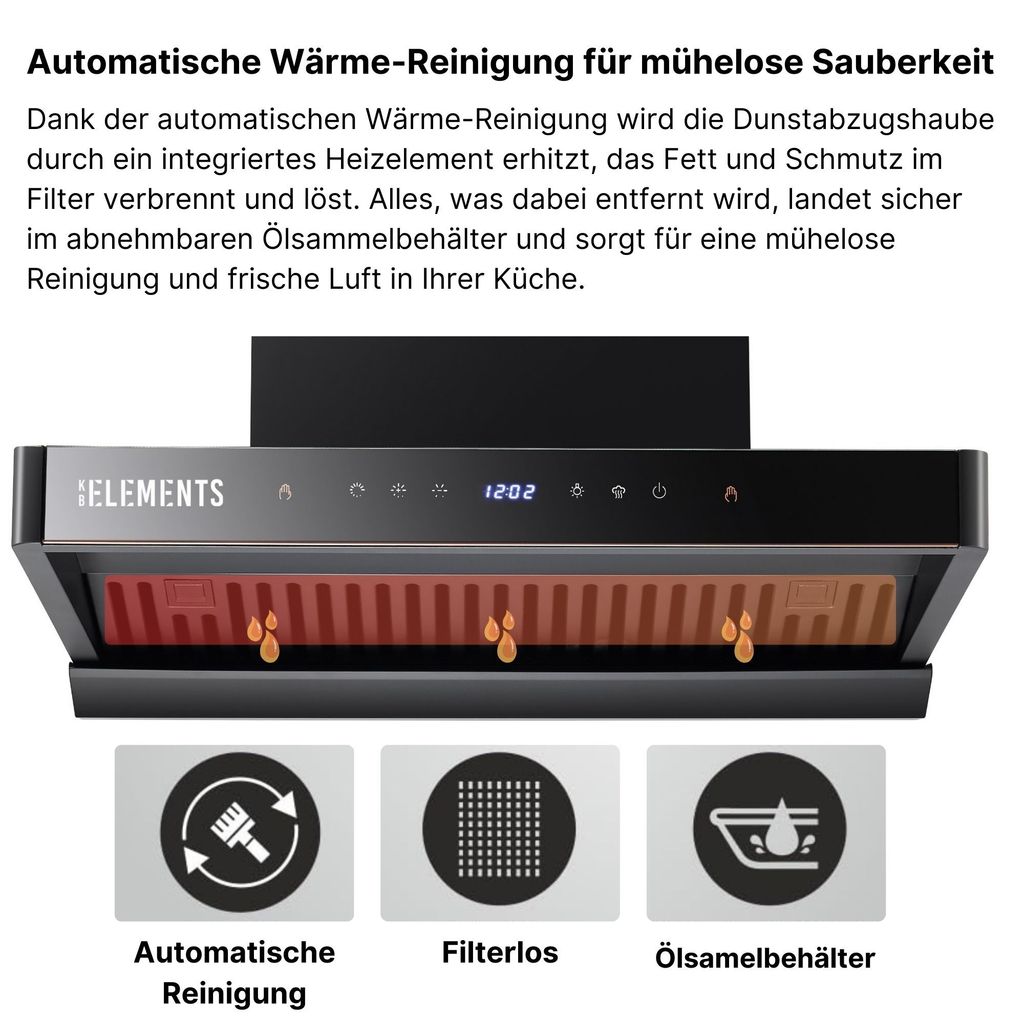 KB ELEMENTS Dunstabzugshaube 80cm, Wandhaube 80cm, 1350 Produktbild 3