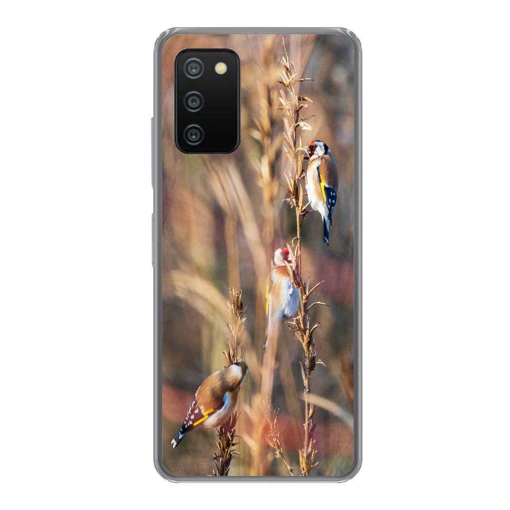 MuchoWow Handyhülle Schutzhülle Hülle für Samsung Galaxy A03s Vögel - Äste - Wald Silikon Softcase Handy Hülle - Schutz
