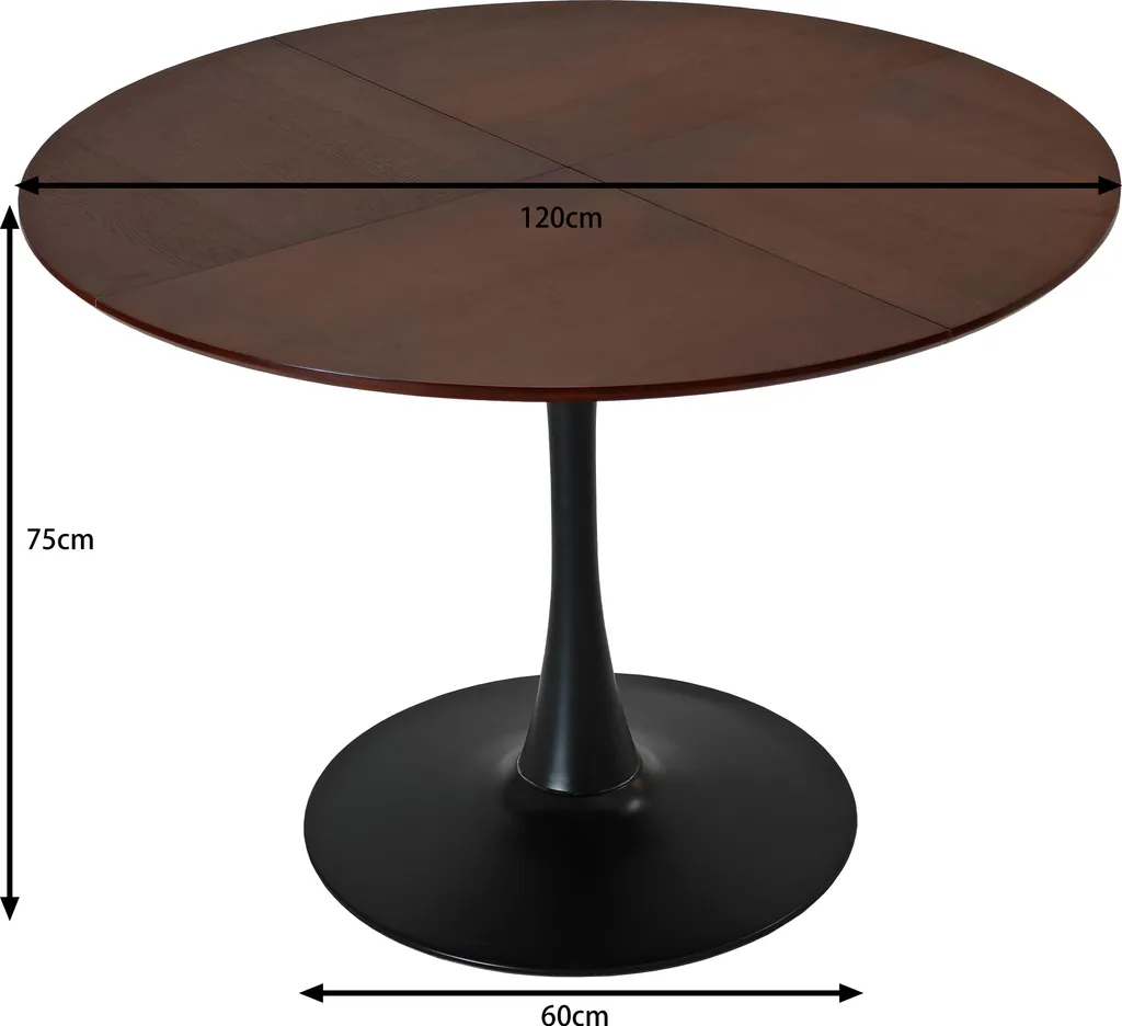 Table à manger ronde 120 cm en chêne patchwork et métal noir - Théo - 6