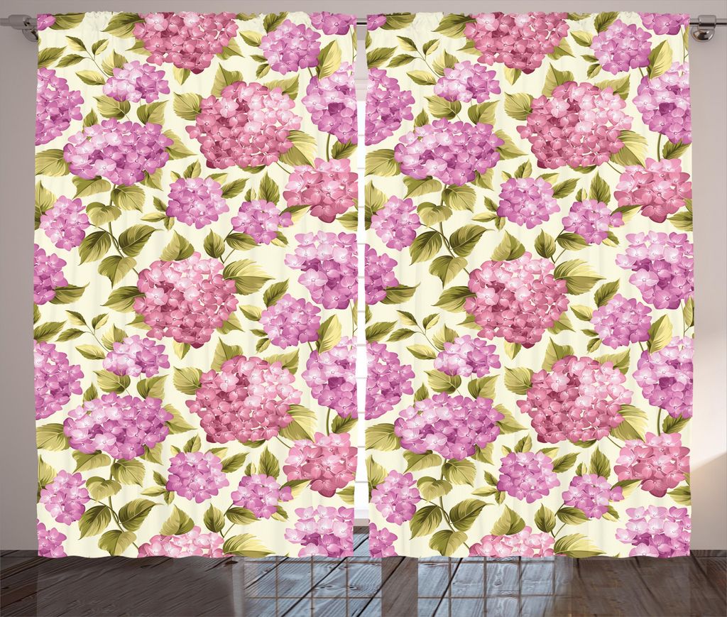 ABAKUHAUS Shabby Chic Rustikaler Gardine, Blume mit Blättern, Schlafzimmer Kräuselband Vorhang mit Schlaufen und Haken, 280 x 175 cm, Hellgrün B...