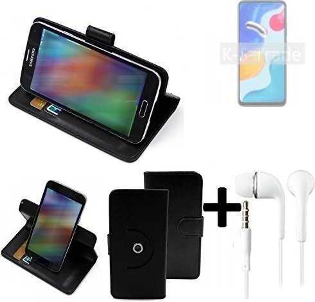 K-S-Trade Handy Hülle Schutz Hülle + Kopfhörer kompatibel mit Xiaomi Redmi Note 11S Global Handyhülle Flipcase Smartphone Cover Handy Schutz