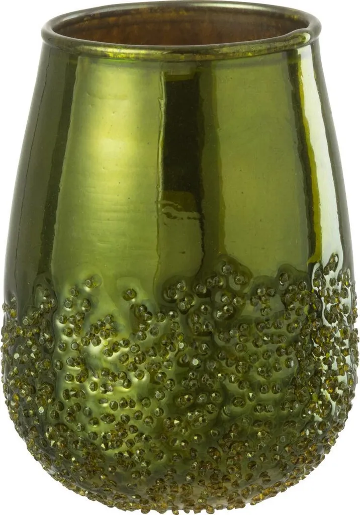 J-Line Bougeoir Miroir en Verre Vert Taille Small - Déco Chic J-Line