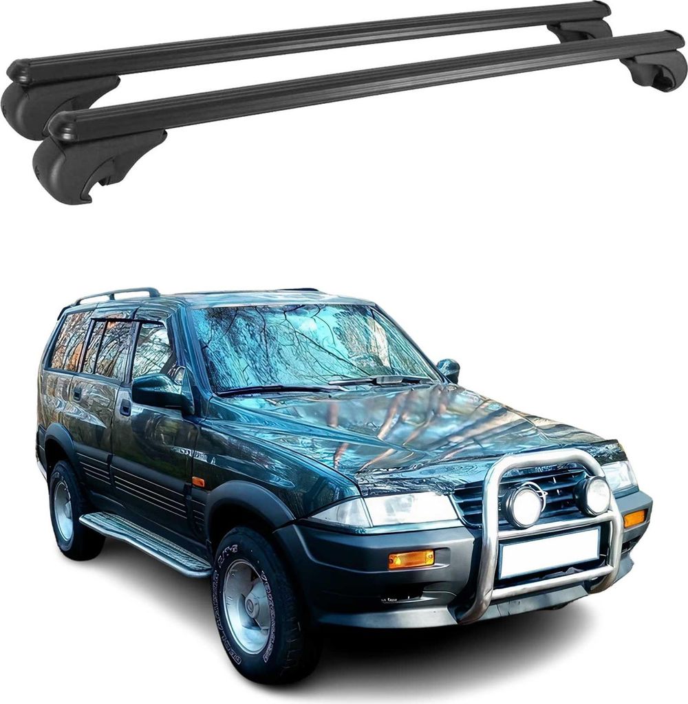 Dachträger Grundtäger für Ssangyong Musso 1993-2005 75kg Aluminium Silber 2 tlg