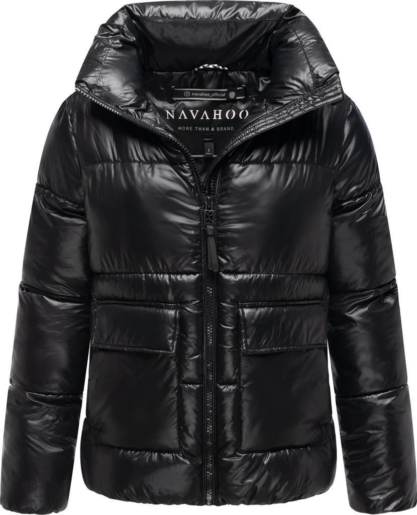 Navahoo Damen Winterjacke Eispracht – warme, gesteppte & vegane Jacke, Schwarz, Gr. 46 – 3XL