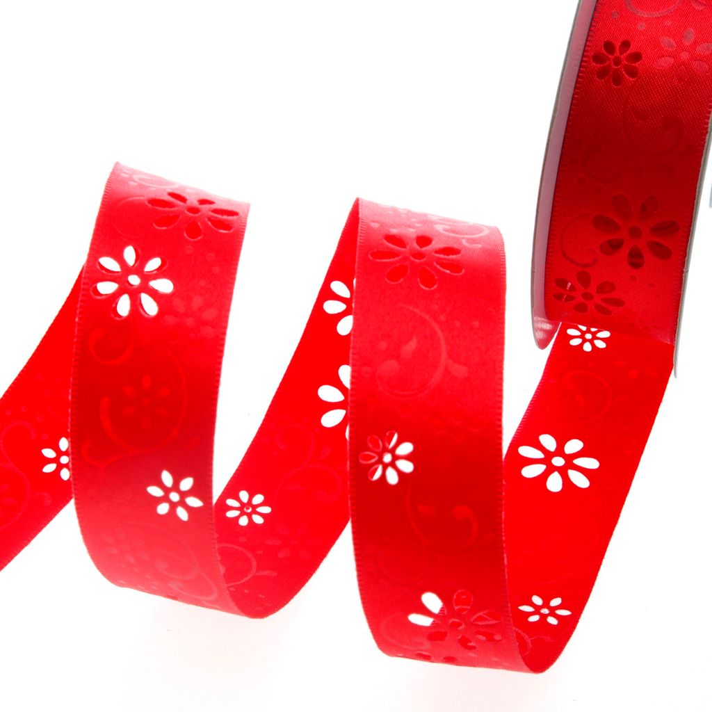 Dekoband "Open Spring Flower" rot - 25mm - 20m - 52125 30-R 25
