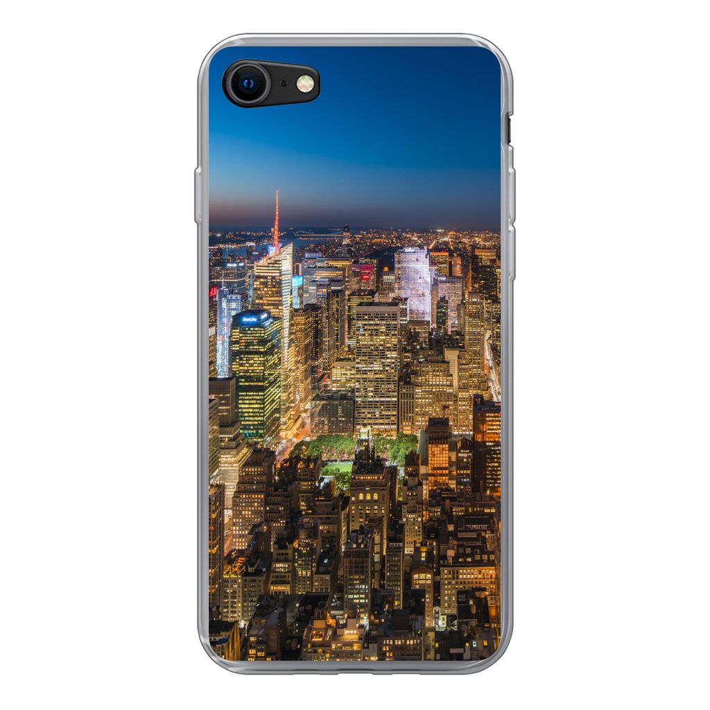 MuchoWow Handyhülle Schutzhülle Hülle für iPhone 8 New York - Farben - Nacht Silikon Softcase Handy Hülle - Schutzhaube