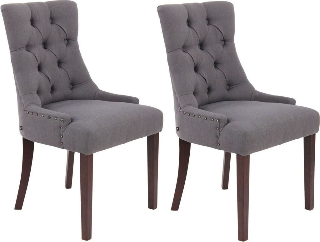 2er Set Esszimmerstuhl Aberdeen Stoff antik dunkelgrau