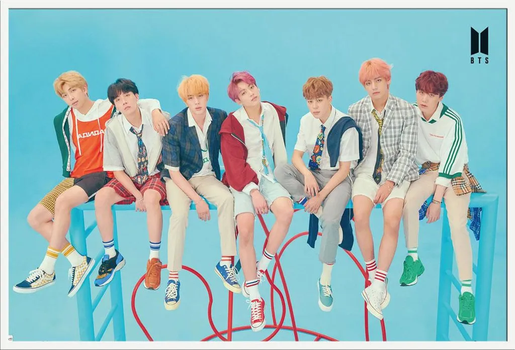 Cadre Photo Blanc avec Poster BTS Group Blue, Vitre Acrylique Shinsuke