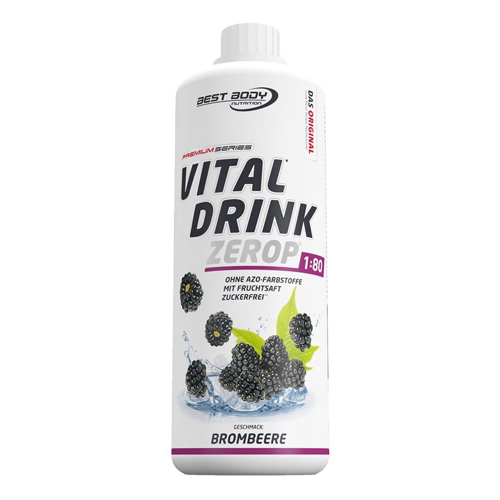 Best Body Nutrition - Vital Drink Zerop - 1000 ml Flasche, 1 x 1000 ml Flasche, Geschmack: Brombeere