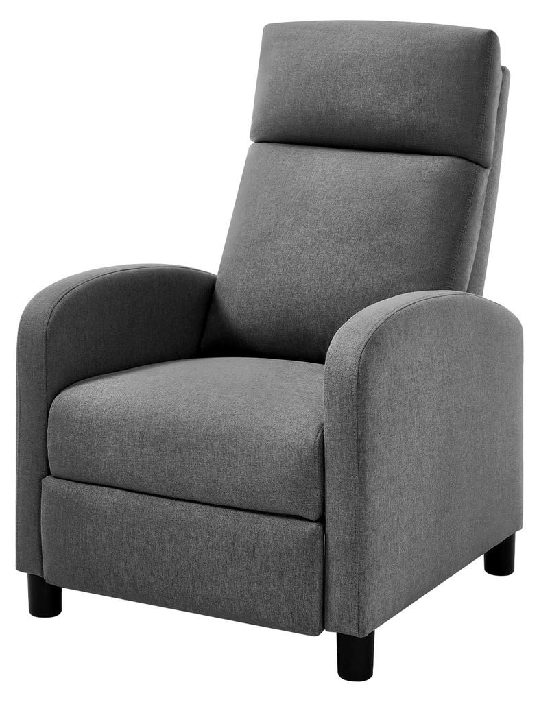 Relaxsessel mit Liegefunktion und Hocker, verstellbar für Wohnzimmer und Schlafzimmer, Polster, 89 x 102 x 65,5 cm, Leinen, Dunkelgrau