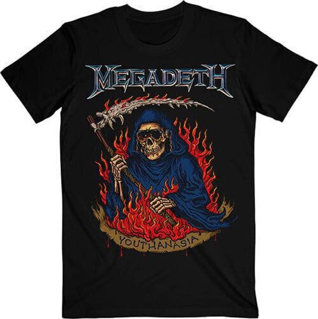 Megadeth Youthanasia Flames Black 2XL T-Shirt