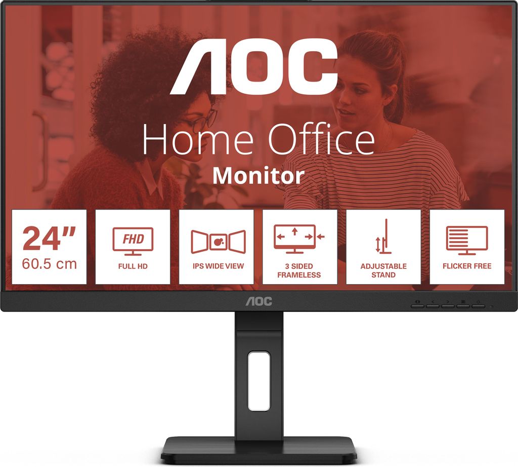 AOC 24E3QAF, LED-Monitor, (FullHD, IPS, HDR, ergonomischer Standfuß)