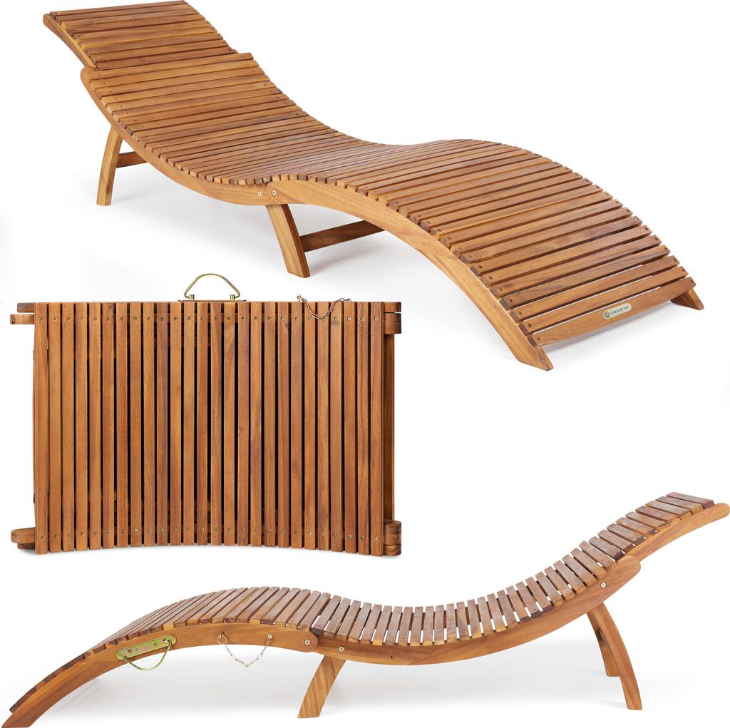 CASARIA® Chaise longue bois d'acacia certifié FSC® pliable Image du produit 