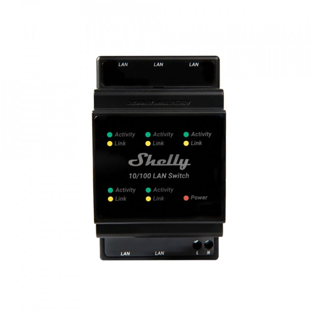 Shelly LAN-Switch für DIN-Schiene, 5 RJ45-Ports, einfache Produktbild 3