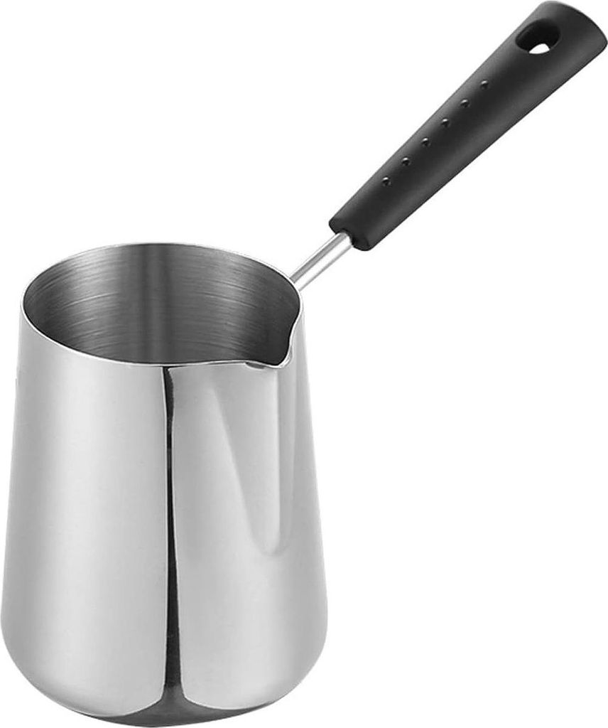 600ml Mokkakanne, Mokka-Kocher, Türkischer Kaffee Kanne, Edelstahl Milchkännchen, hitzebeständiger Holzgriff, Messskala