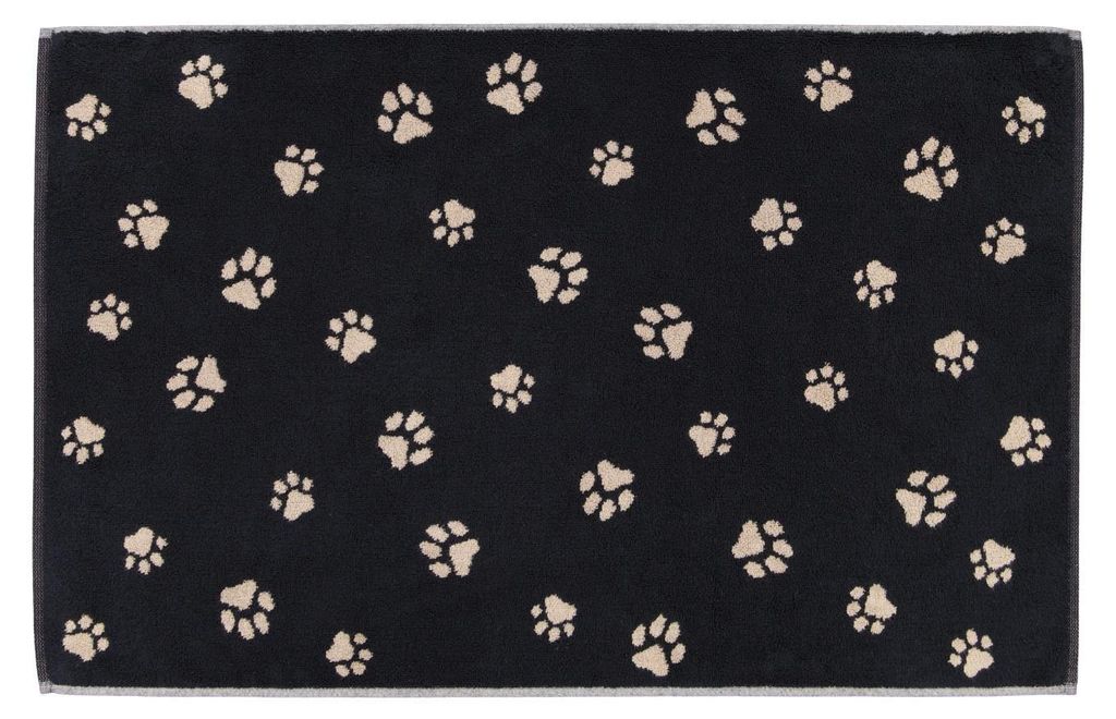 Cawö Badematte We love Dogs Pfoten Paws Schwarz Beige Produktbild 