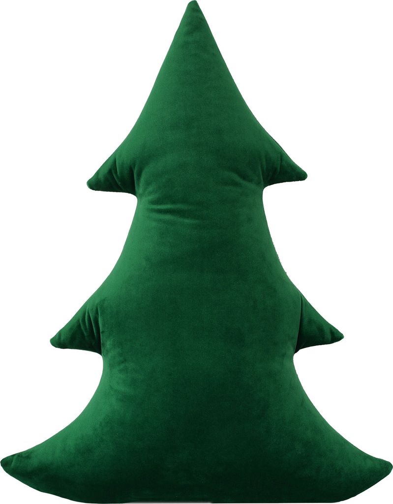 Dekokissen in Form eines Weihnachtsbaums, grüner Samt, Größe M