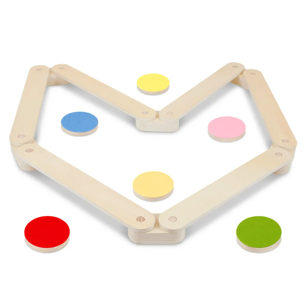 Poutre d'équilibre Hengda en bois, 18 pièces modulables pour enfants
