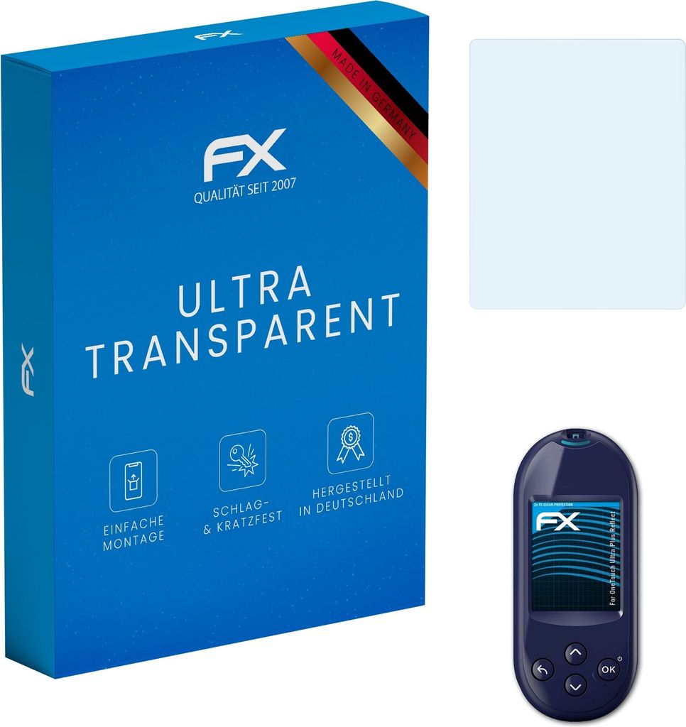 atFoliX FX-Clear 2x Schutzfolie kompatibel mit OneTouch Ultra Plus Reflect Displayschutzfolie