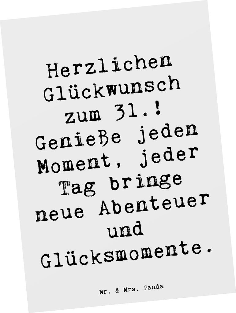 Mr. & Mrs. Panda bildkarte Spruch 31. Geburtstag - Weiß - Produktbild 