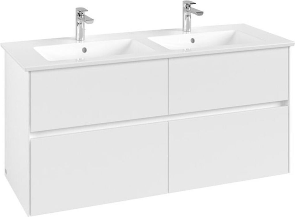 V&B Waschtischunterschrank Collaro 126,1x61x48cm, WT mittig, white matt