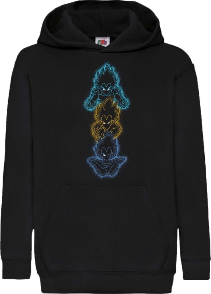 Kinder Kapuzenpullover Dragon Anime Manga Ball Z Vegeta All Forms, 9-11 Jahr - 140 / Schwarz