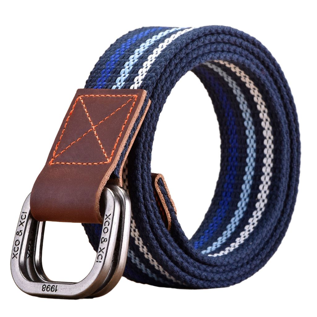 Damen Herren Canvas-Gürtel mit Doppelringschnalle, schlicht, lässig, vielseitig, Jugend-Cargogürtel, Taillengürtel, Outdoor-Sport-Jeans-Accesso...