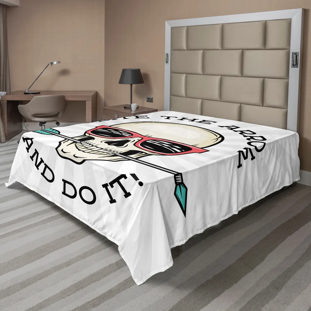 Drap de lit supérieur doux motif Crâne Rétro 275x260cm style Hipster