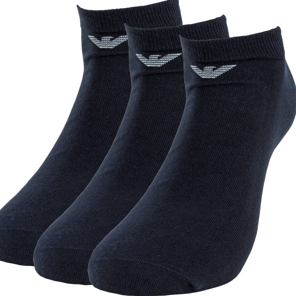 EMPORIO ARMANI Herren Sneaker Socken (3er Pack) Dunkelblau/Navy S/M