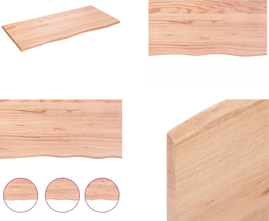 vidaXL Wandregal Hellbraun 100x50x2 cm Massivholz Eiche Behandelt - Wandregal - Wandregale - Lagerregal - Schwebendes Regal