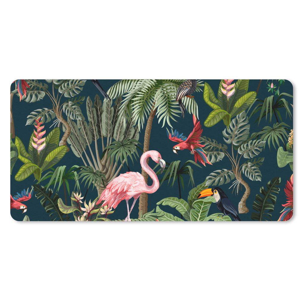 MuchoWow Mauspad Mousepad Jungtiere - Muster - Kinder - Flamingo - Papagei - Kinder 60x30 cm - Mousepads - Maus Mat - Pad - Mausunterlage - Nachh...