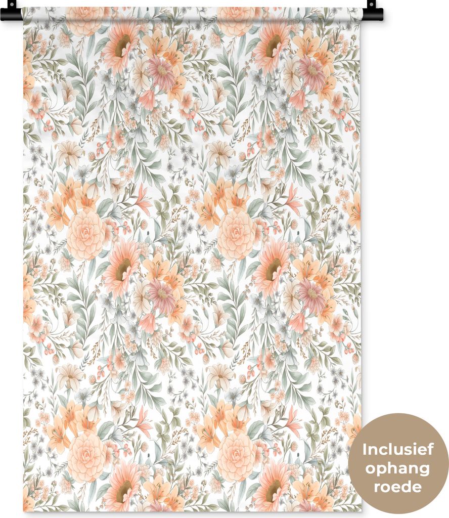 MuchoWow Wandteppich Wandbehang Blumen - Collage - Farben 60x90 cm Tapisserie Dekoration Wandtuch - Foto-Teppich - Abwaschbar