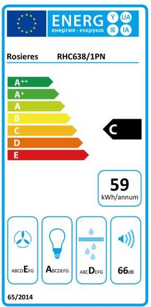 Hotte visière 60cm 348m3/h noir - Rosieres - RHC638/1PN - Image du produit 