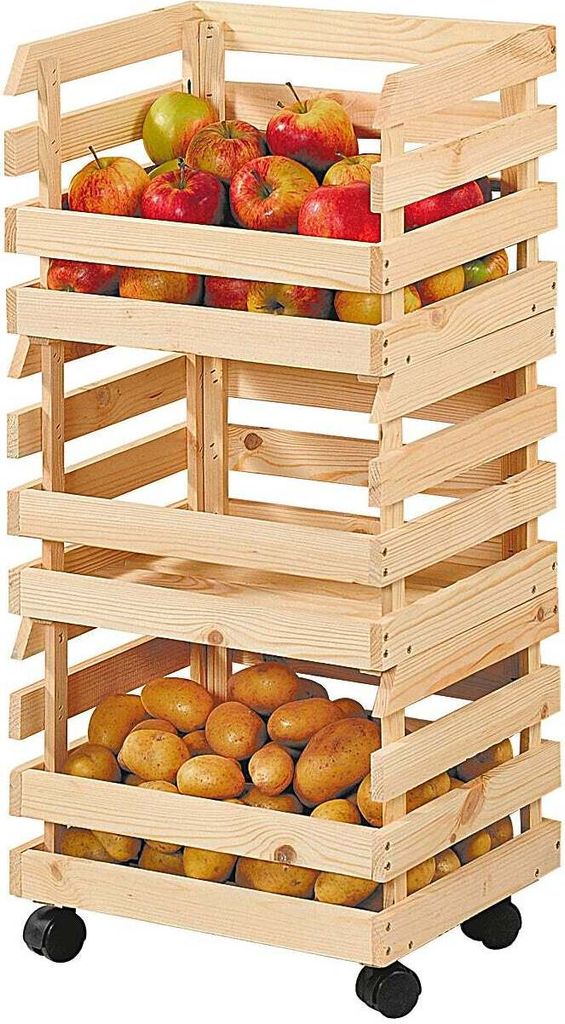KESPER Kartoffel- & Obsthorde Kiefernholz 3teilig Produktbild