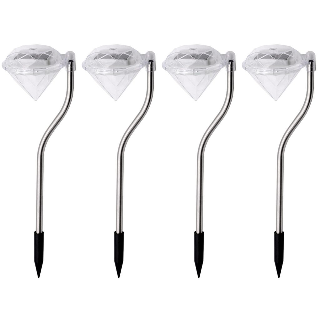 4x Edelstahl LED Solar Gartenleuchte Diamant Farbwechsler Produktbild 