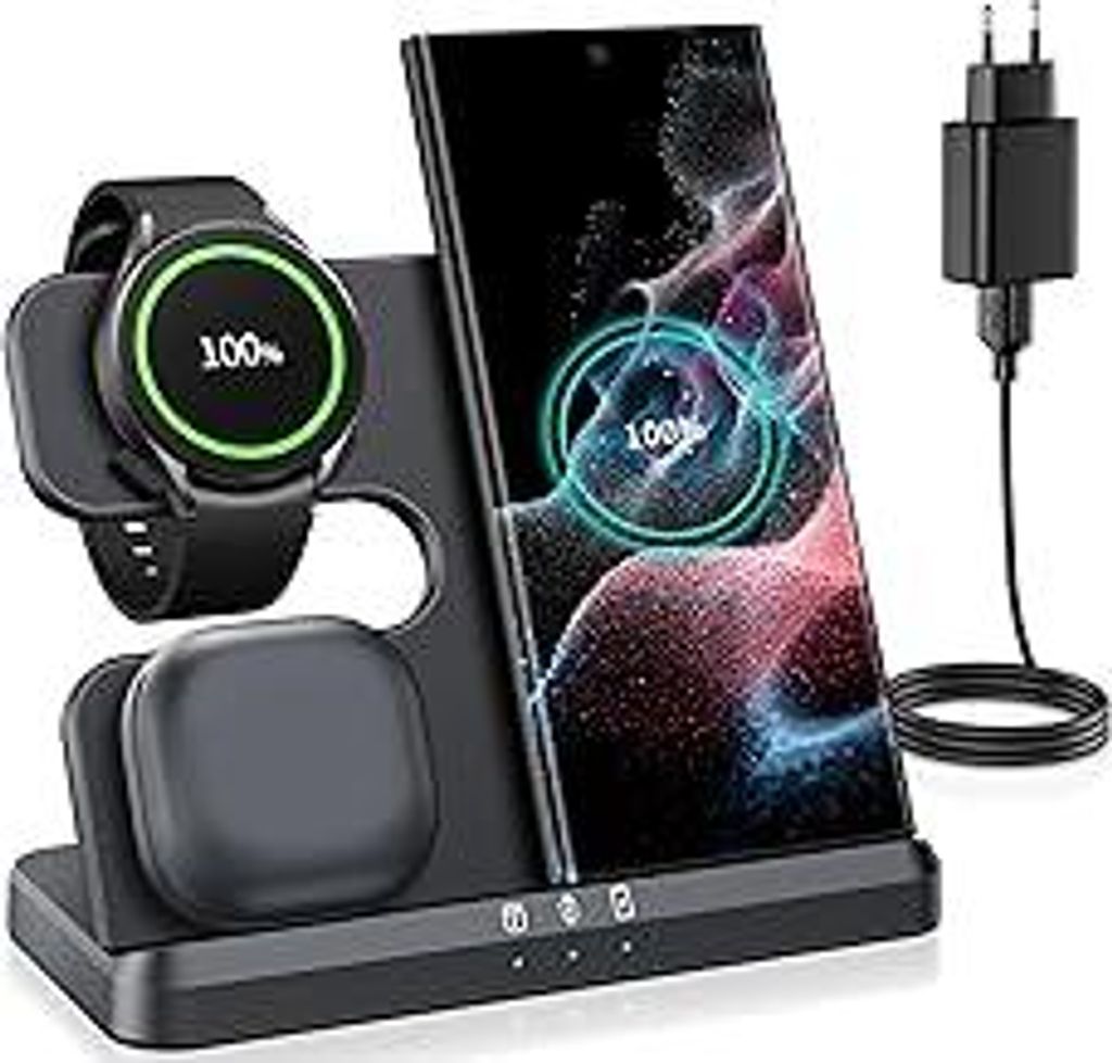 seacosmo Wireless Charger, 18W 3 in 1 Induktive Ladestation für Galaxy Watch 8/7/ Ultra /6 Classic/5/4/3/Pro, Kabelloses Ladegerät Kompatibel mit...