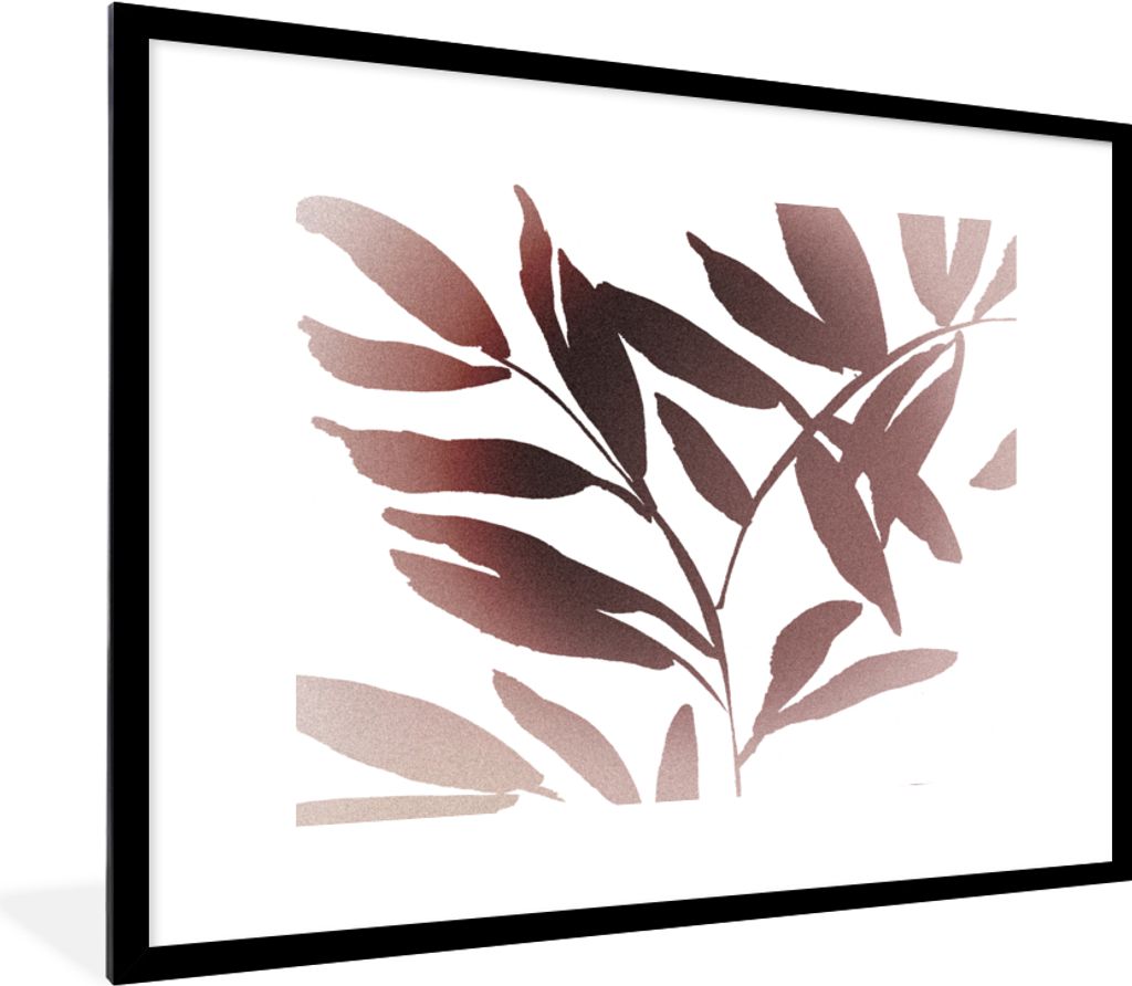 MuchoWow Gerahmtes Poster Blättern - Design - Abstrakt 80x60 cm - Poster mit Schwarzem Bilderrahmen Wandposter Rahmen Foto Bilder - Schlafzimmer...