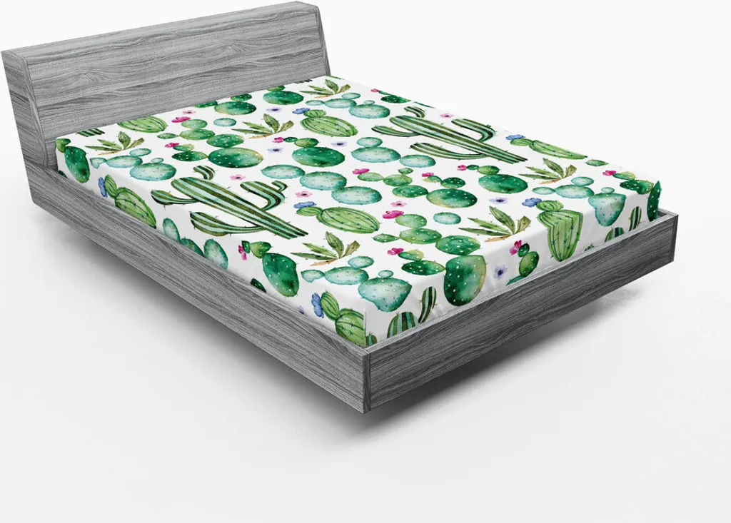 Lenzuolo Sotto 180x200 Cactus Verde Rosa - Arredo Letto ABAKUHAUS
