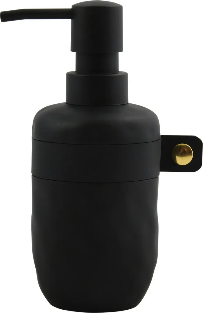 Distributeur de savon robuste en polyrésine noire et pompe inox 300 ml