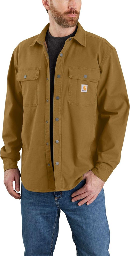 Carhartt Herren Hemdjacke Canvas Fleece-Lined Shirt Jac | 105419, Farbe:oak brown, Größe:XL