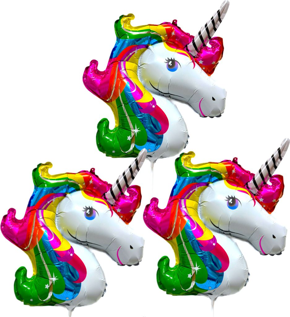3 Stück Folienballon Einhorn "UNICORN" (61cm) Luftballon, Produktbild 