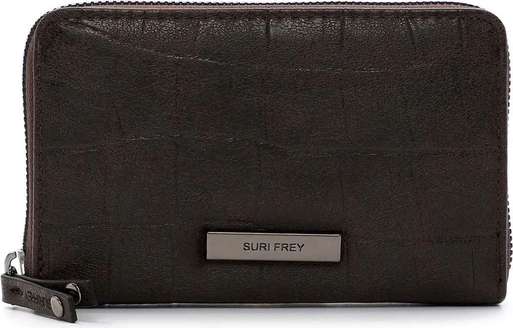 SURI FREY Hadley Brown - Portafoglio Vegan Effetto Coccodrillo Zip
