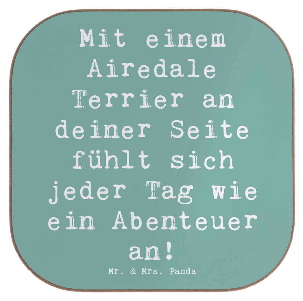 Mr. & Mrs. Panda Tischuntersetzer Spruch Airedale Terrier Abenteuer - Meeresbrise - Geschenk, Hunderassen Vielfalt, Hunderasse, Untersetzer Gläser...