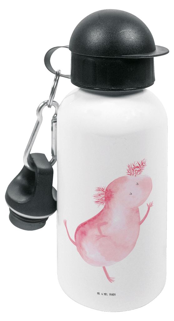 Mr. & Mrs. Panda Trinkflasche Axolotl Tanzen - Weiß - Geschenk, für den Kindergarten, Freudig, Wasserflasche, Hüpfen, Kinder, Freundin, Lurch, g...