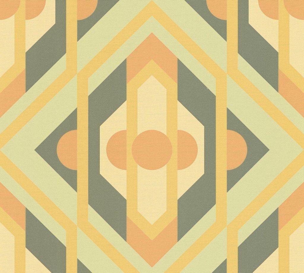 Papier peint intissé 39531-2 Retro Chic ornement jaune Image du produit 